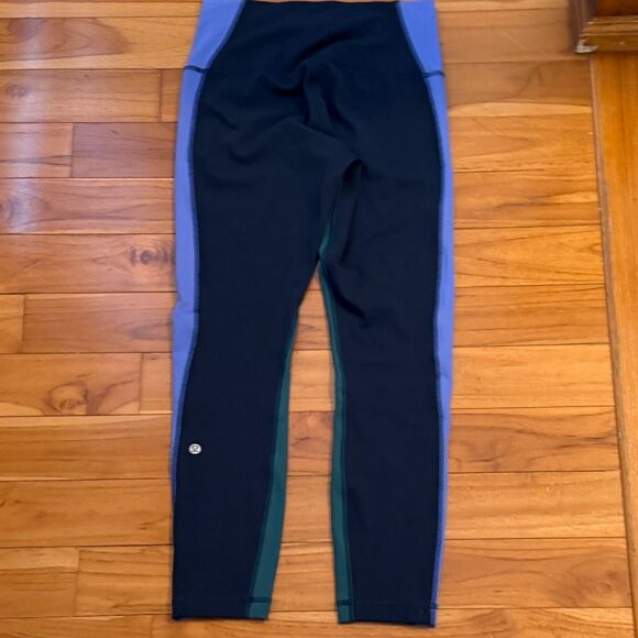 Women Wunder Train High-Rise Tight 25" Colour Block Black Blue Green Size 8 - Picture 4 of 10